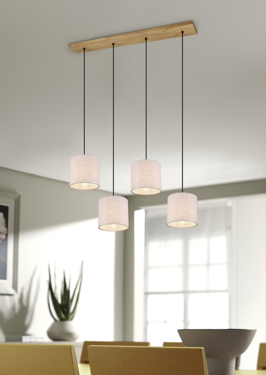 Lustra Elmau, TRIO, 100x20x150 cm, 60W, 4x E27, metal, natur/bej - imagine 4